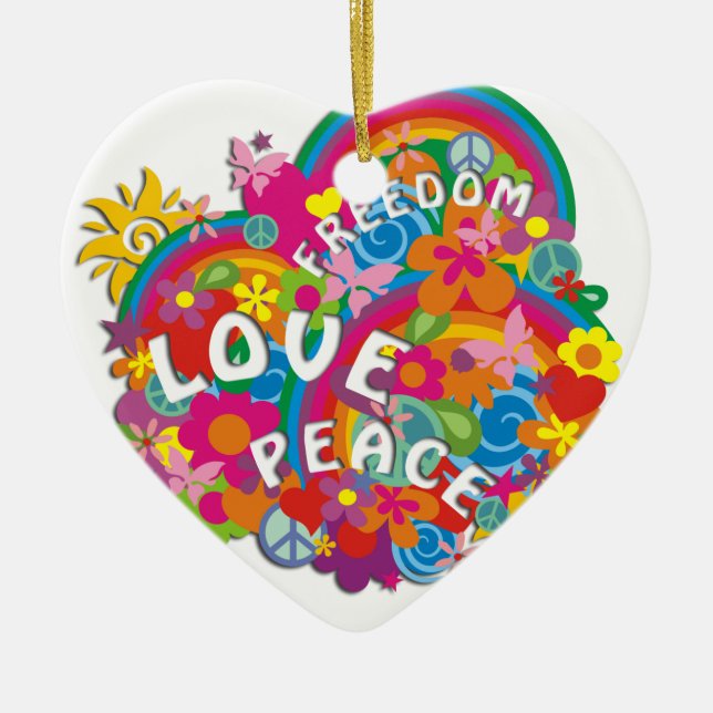 Flower Power Rainbow Julgransprydnad Keramik (Framsidan)