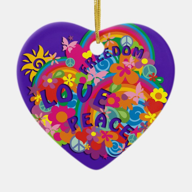 Flower Power Rainbow | violett Julgransprydnad Keramik (Framsidan)