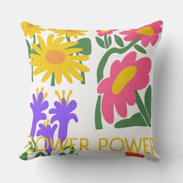 Flower Power Retro Flora Design Kudde (Framsida)