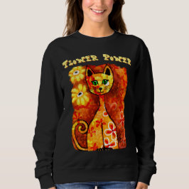 Flower Power Retro Whimsical Cat Kattunge Orange R T Shirt