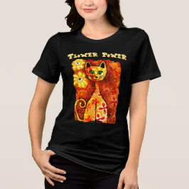Flower Power Retro Whimsical Cat Personalized T Shirt