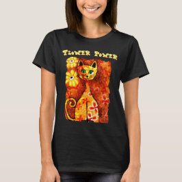 Flower Power Retro Whimsical Cat Personalized T Shirt