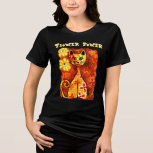 Flower Power Retro Whimsical Katt Personlig T Shirt