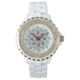 Flower Power Rhinestone Watch Armbandsur