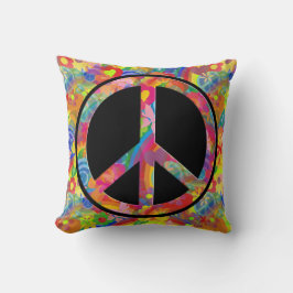 Flower Power Rinbow peace + din bakgrund Kudde