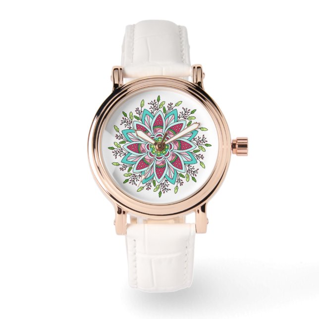 Flower Power Ro Guld Watch Armbandsur (Framsida)