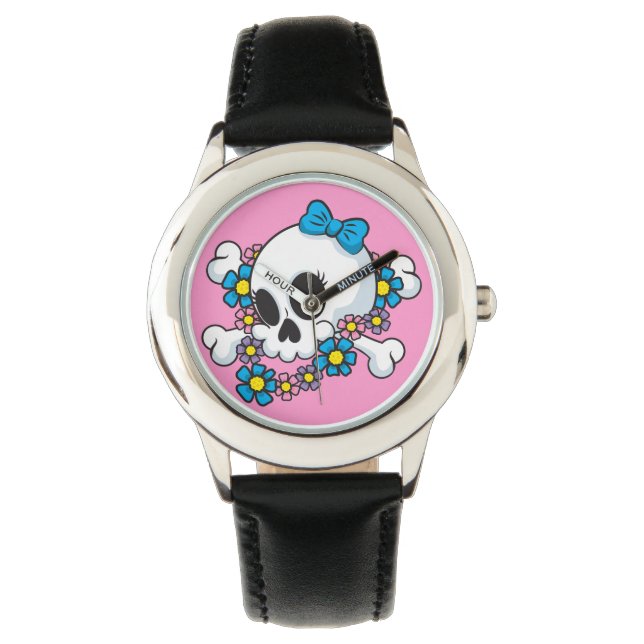 Flower Power Skull Armbandsur (Framsida)
