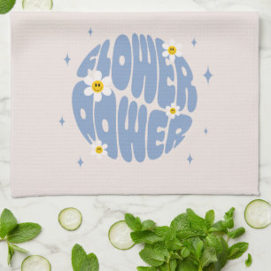Flower Power Slogan Kökshandduk
