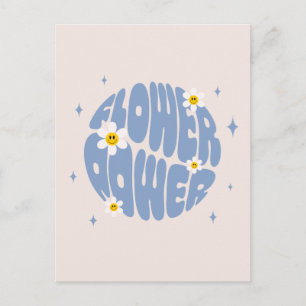 Flower Power Slogan Vykort