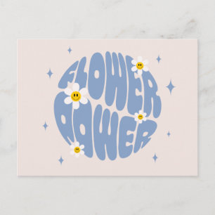 Flower Power Slogan Vykort