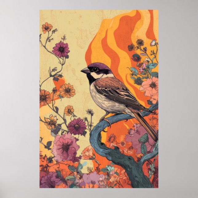 Flower Power Sparrow Poster (Framsidan)