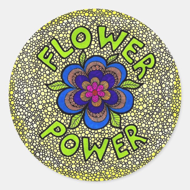 Flower Power-Sticker Runt Klistermärke (Framsida)