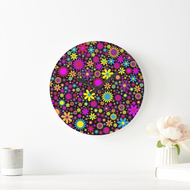 Flower Power Stor Klocka (Hem)