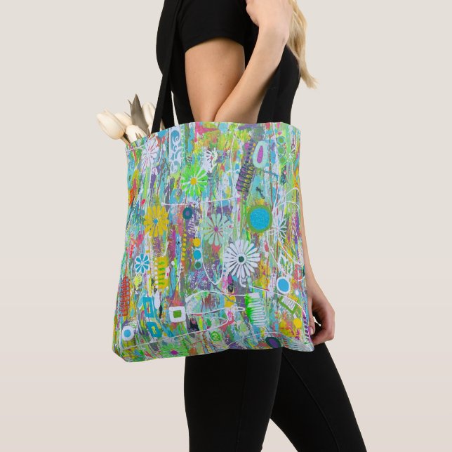 Flower Power Tote Bag Tygkasse (Närbild)