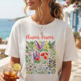 Flower Power Vilda Blommor Natur Blommig Collage T Shirt