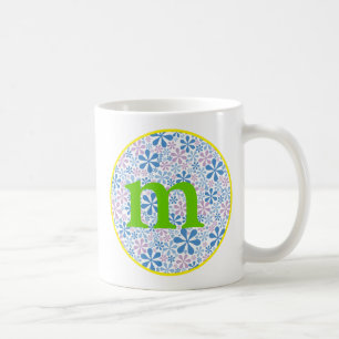 Flower powerblått/grönt kaffemugg