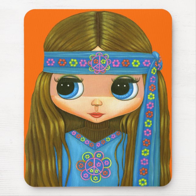 Flower powerHippieflicka Mousepad Musmatta (Framsidan)
