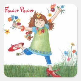 Flower powerklistermärkear fyrkantigt klistermärke