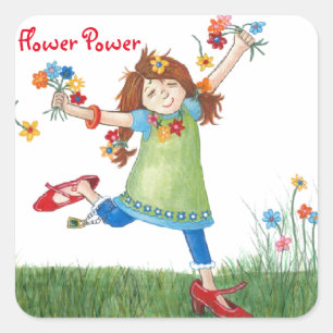 Flower powerklistermärkear fyrkantigt klistermärke
