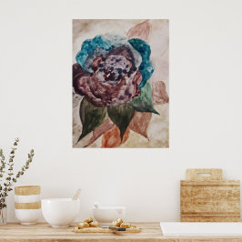 Flower Princess Pastel Navy Blue Rosa Blommigt Poster