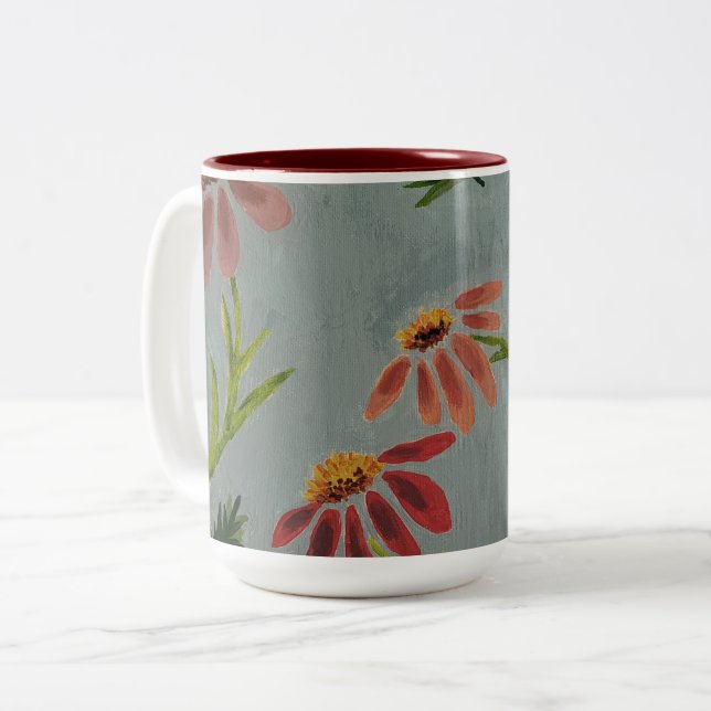 Flower print kaffe mugg  (Framsida vänster)