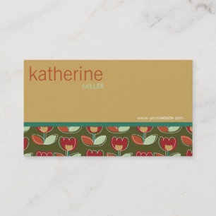 Flower Profile Card för fatfatin Retro Tulips Visitkort