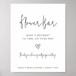 Flower Pub Black & White Minimalist-skript med hjä Poster