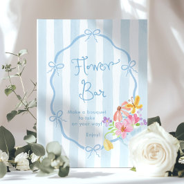 Flower pub Whimsique coquette Bow Blue Poster