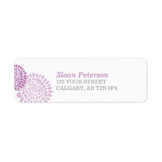 Flower Puff Lila Address Label Returadress Etikett
