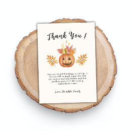 Flower Pumpkin Halloween Fall Baby Shower Tack Kort