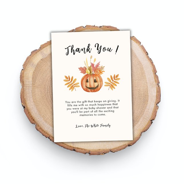 Flower Pumpkin Halloween Fall Baby Shower Tack Kort (Flower Pumpkin Halloween Fall Baby Shower Thank You Card)