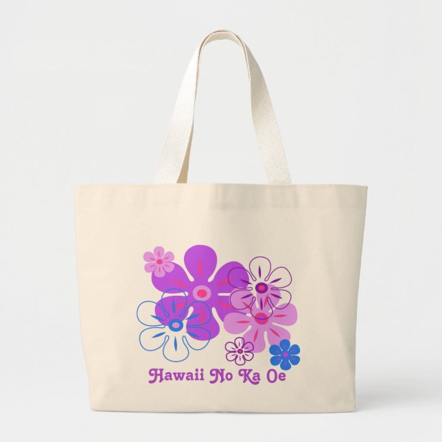 Flower Rain Hawaiian Beach Bags Jumbo Tygkasse (Framsidan)