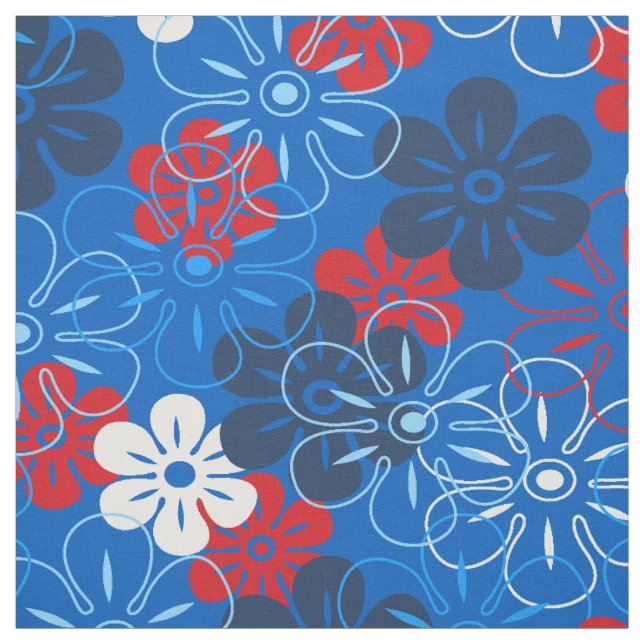 Flower Rain Hawaiian Retro Blommigt Tyg (Provkarta)