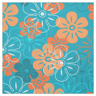 Flower Rain Hawaiian Retro Blommigt Tyg