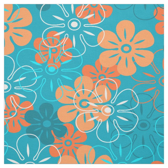 Flower Rain Hawaiian Retro Blommigt Tyg (Provkarta)