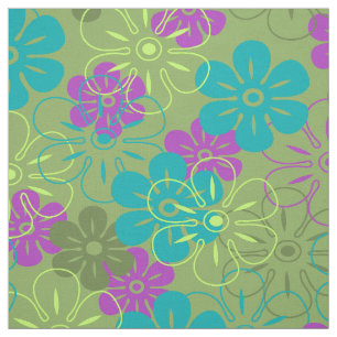 Flower Rain Hawaiian Retro Blommigt Tyg