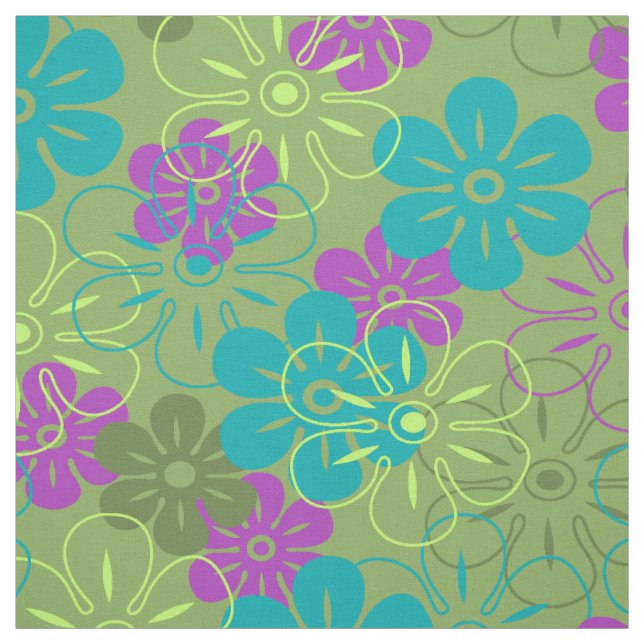 Flower Rain Hawaiian Retro Blommigt Tyg (Provkarta)