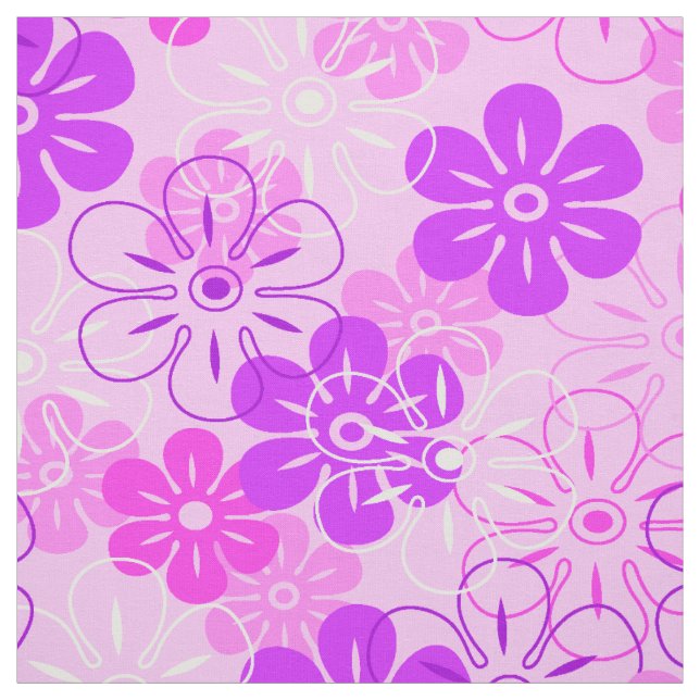 Flower Rain Hawaiian Retro Blommigt Tyg (Provkarta)