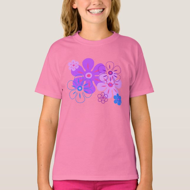 Flower Rain Tropical Girl's T-Shirts (Framsida)