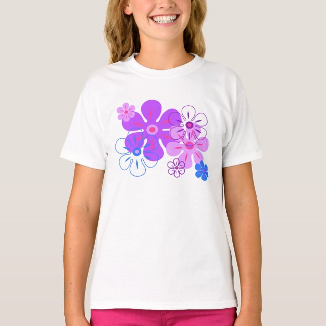 Flower Rain Tropical Girl's T-Shirts (Framsida)