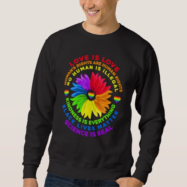 Flower Rainbow Human Black Lives Högers Science Lg Lång Ärmad Tröja (Framsida)