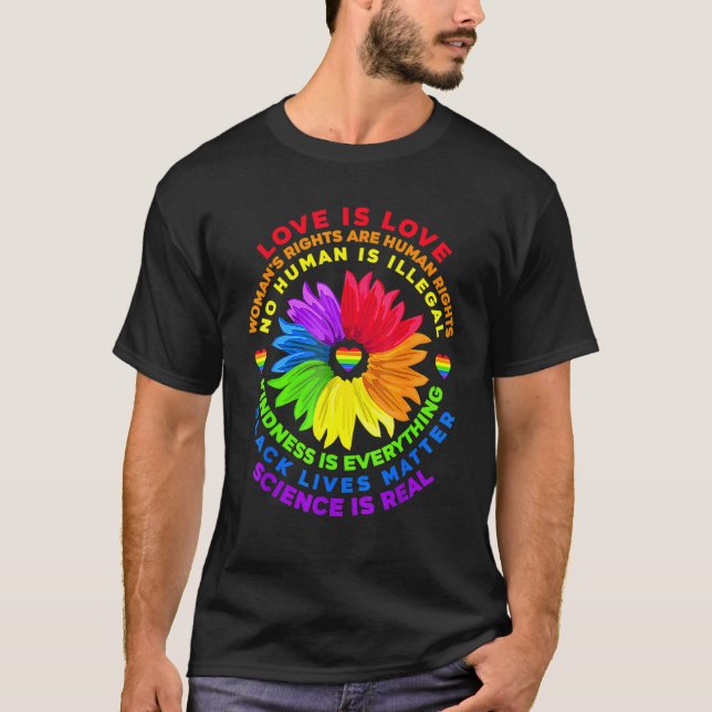 Flower Rainbow Human Black Lives Högers Science Lg T Shirt (Framsida)