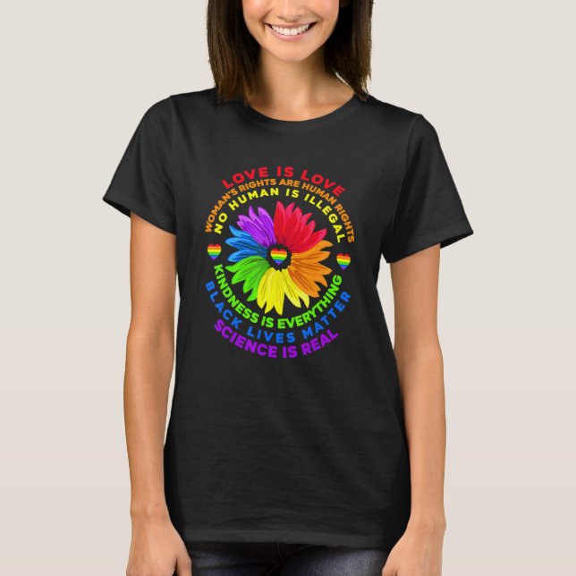 Flower Rainbow Human Black Lives Högers Science Lg T Shirt (Framsida)