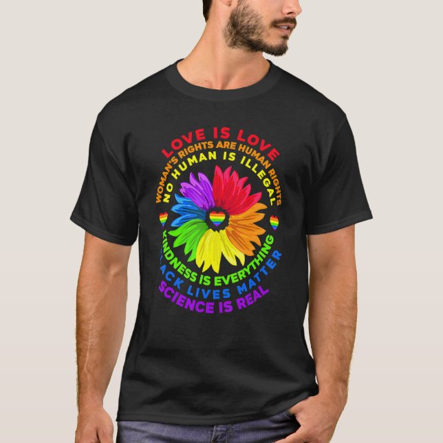 Flower Rainbow Human Black Lives Högers Science Lg T Shirt (Framsida)