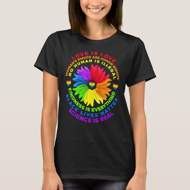 Flower Rainbow Human Black Lives Högers Science Lg T Shirt (Framsida)