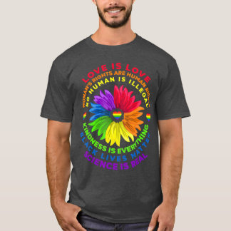 Flower Rainbow Human Black Lives Högers Science T Shirt