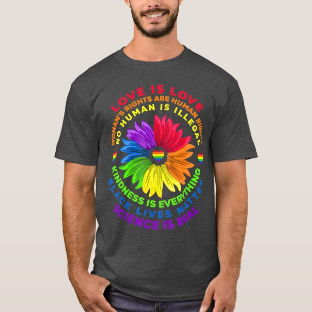 Flower Rainbow Human Black Lives Högers Science T Shirt (Framsida)