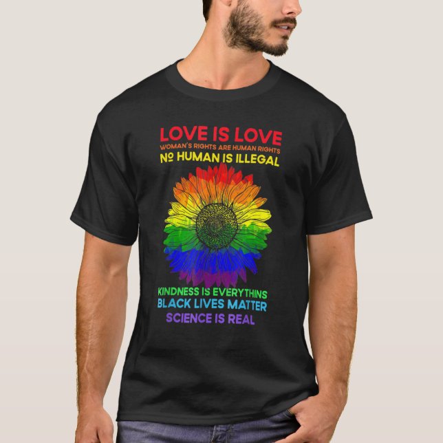 Flower Rainbow Human Black Lives Rights Science Lg T Shirt (Framsida)