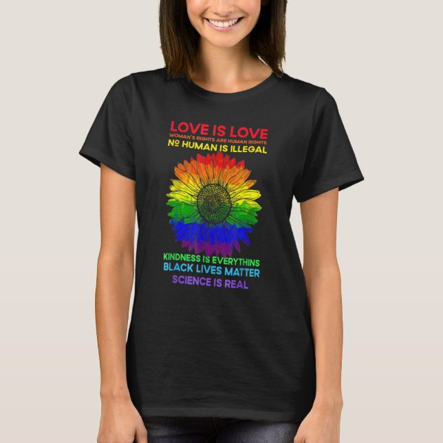 Flower Rainbow Human Black Lives Rights Science Lg T Shirt (Framsida)