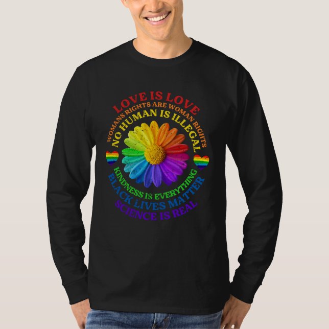 Flower Rainbow Human Black Lives Rights Science LG T Shirt (Framsida)